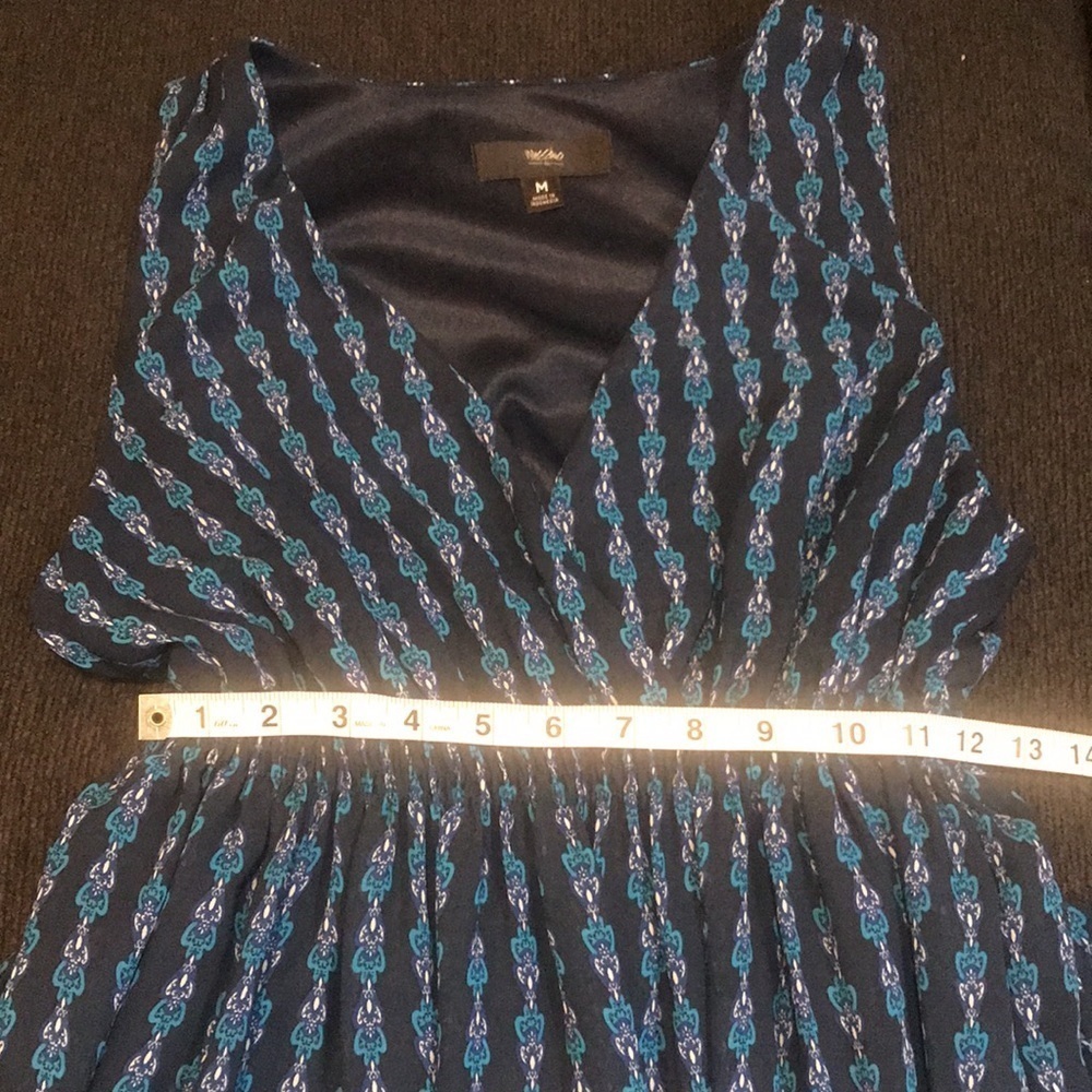 Mossimo Navy Blue/Turquoise/Gold Sleeveless V-Neck Elastic Waist Maxi Dress-M - Picture 10 of 13